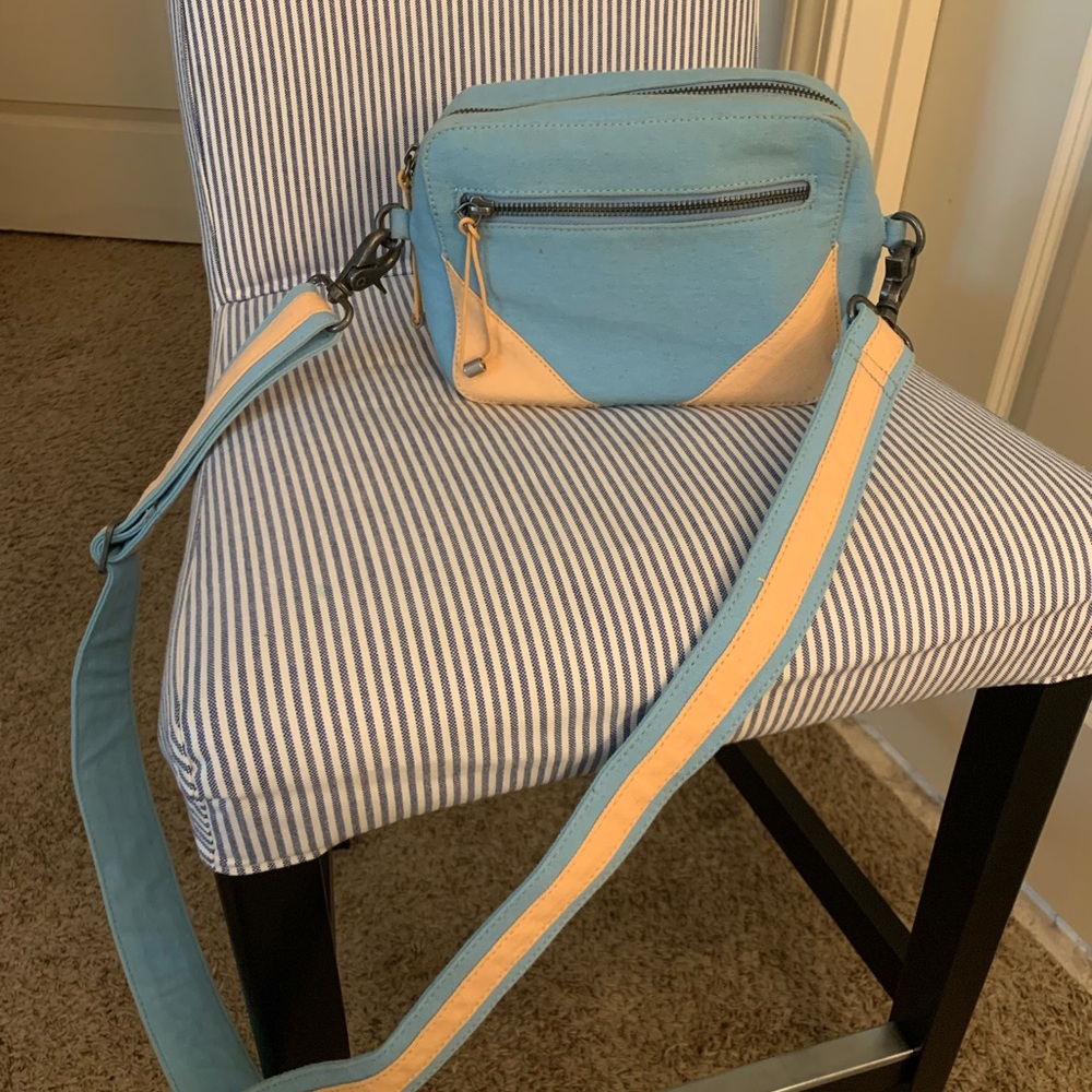 Free people mini bag in light blue and beige